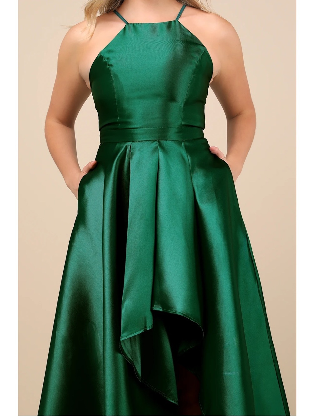 NWT Lulu’s Broadway Show Emerald Green High-Low Maxi Gown Dress M & XL 882102 - Picture 10 of 15